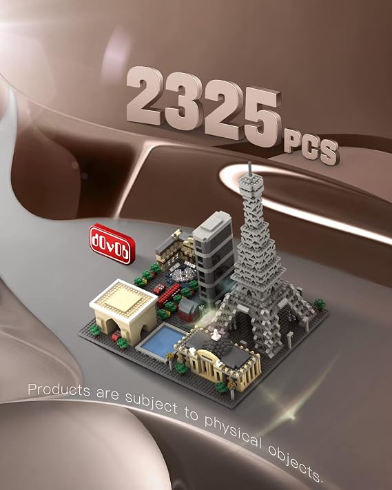 dOvOb Architecture Paris Skyline Micro Mini Blocks Building Set, 2324 Pieces Bricks,3D Puzzle Collection Model Kit, Office Home Decor as Gift for Adults or Kids