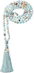 COAI OM Charm Hand Knotted Tassel 108 Mala Beads Necklace