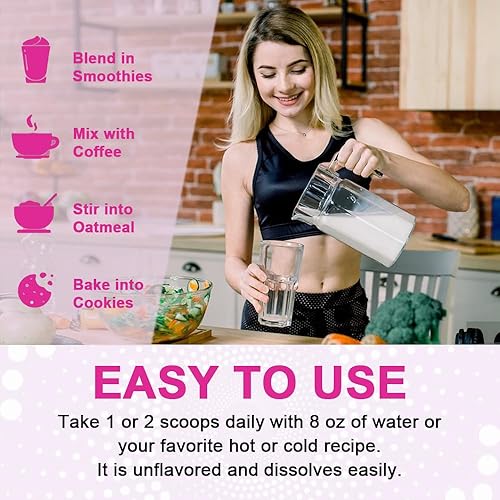 Miniatura 4 de Polvo de péptidos de colágeno múltiple, 1 libra  (Tipo I, II, III, V, X) con ácido hialurónico, biotina y vitamina C, apoya la salud del cabello, la