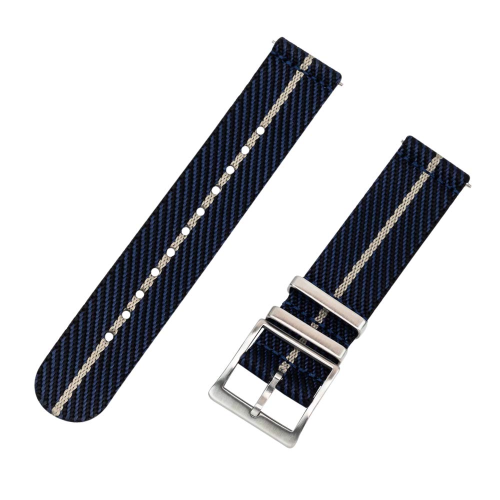 Clockwork Synergy - 2 Piece Slanted NATO Watch Band - Navy/Black/Khaki - 19mm for Men & Women