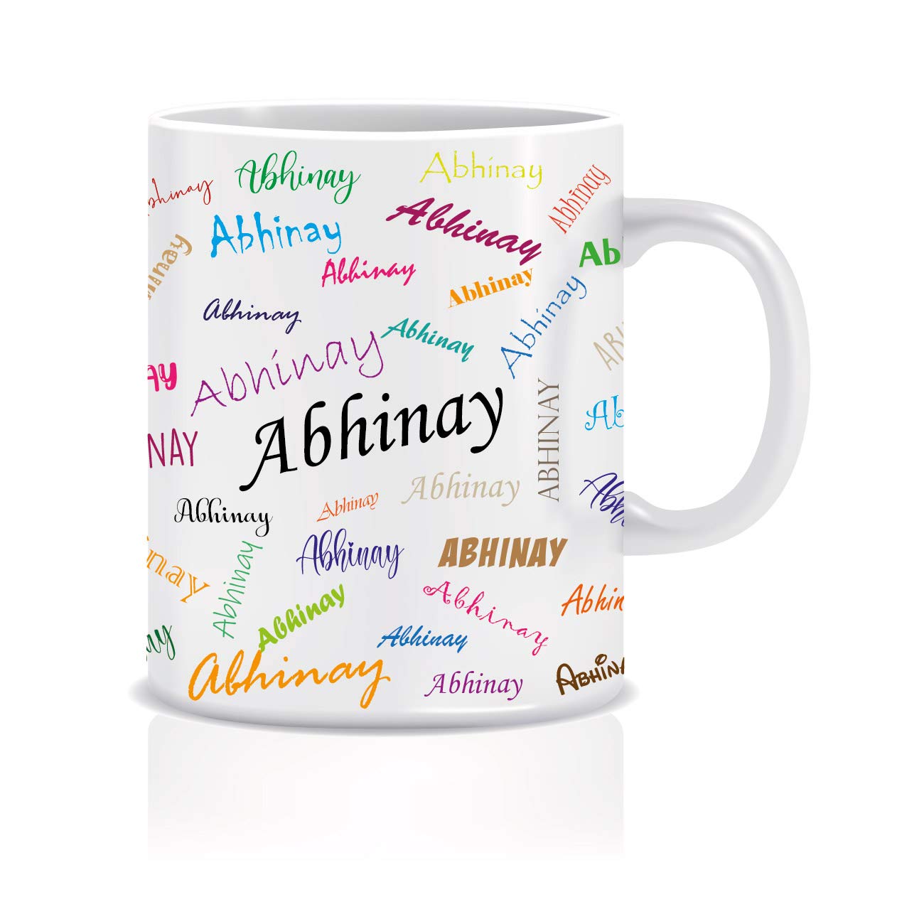 Typography Coffee Mug for abhinay Personalised Name Ceramic, 350ml, 1 Unit