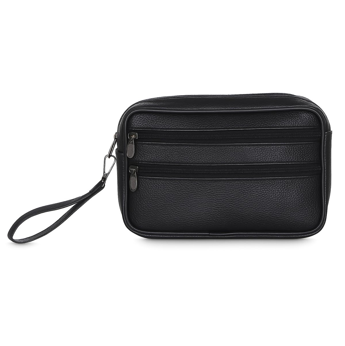 Borsa da polso da uomo in vera pelle bovina nera – piccola borsa a tracolla da uomo borsa a tracolla pochette con molti scomparti con chiusura lampo