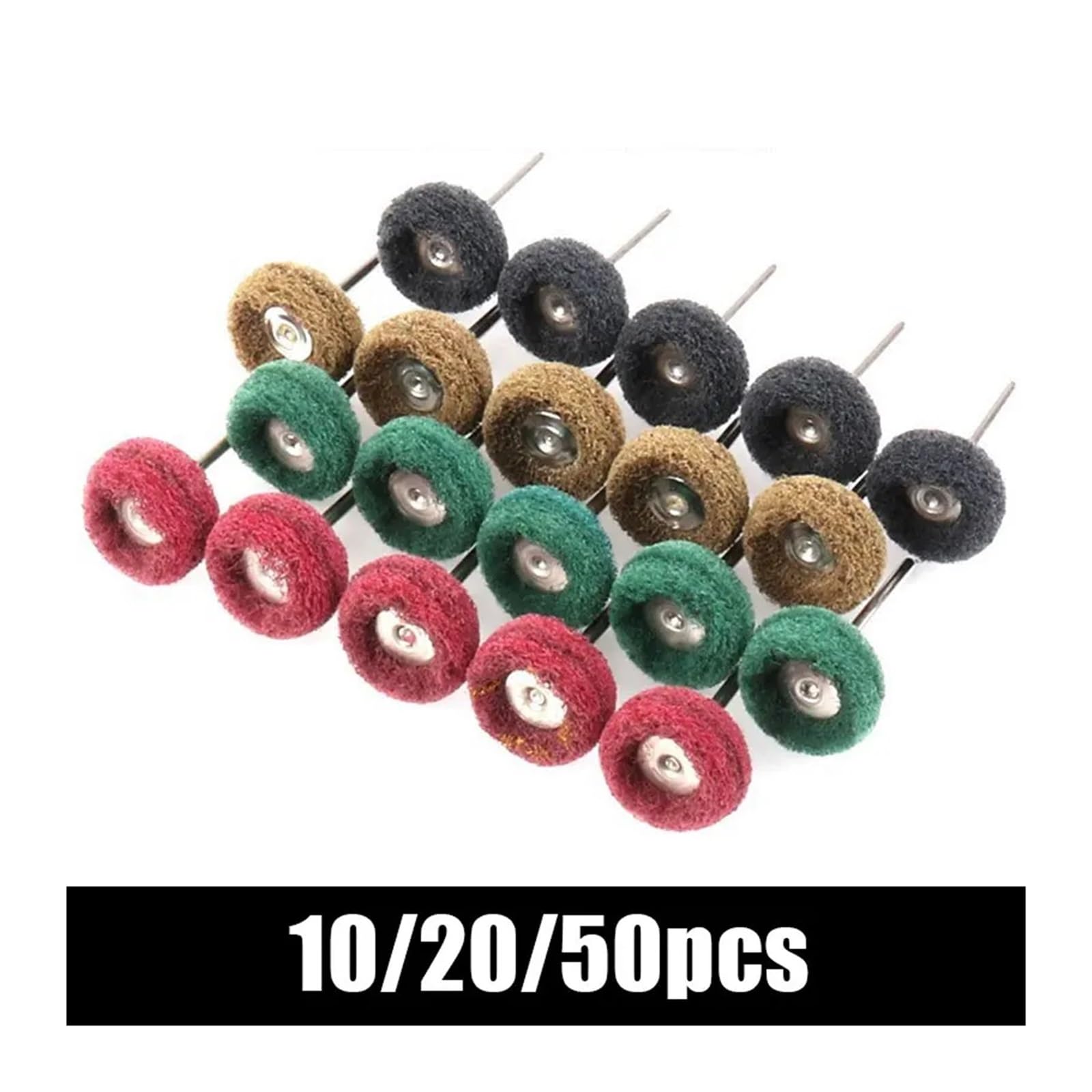 10–50 Stück Schleifpads for Minibohrmaschinen, Schleifbürsten, 2,35-mm-Schaft, Polierscheiben aus Nylonfasern, Schleifköpfe, Polierwerkzeuge(Red,50pcs)