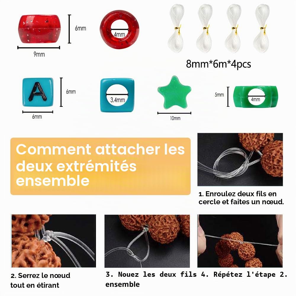 INSCRAFT Perles pour Bracelet, 4600 Pièces Kit Perles de Rocaille de 9mm en 27 Couleurs avec Motifs Lettres et Étoiles, Fil Élastique pour Fabrication de Bracelets et Bijoux, Kit Bracelet Enfant