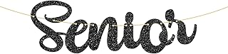 WeBenison Senior Banner Congratulations Graduated Party Banner Congrats Grad Party Decorations Black Glitter