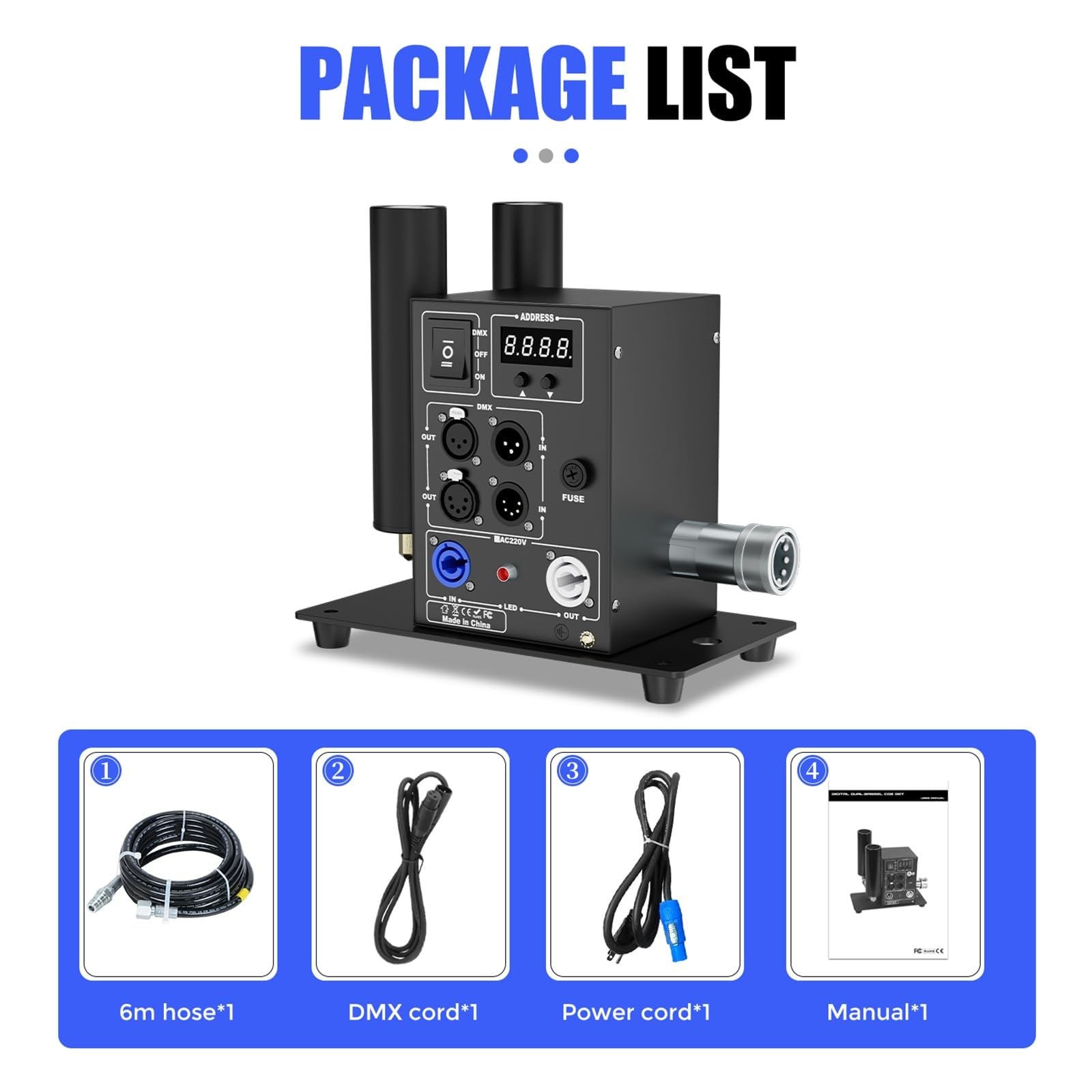 2 Kopf CO2 Nebelmaschine,CO2-Kanone Blaster,Kaltrauchsäulenmaschine für DJ-Bühnen,DMX 512-Steuerung, verstellbarer Winkel und 5–6 m Strahlhöhe für DJs, Konzerte,Partys, Geburtstage und Hochzeiten