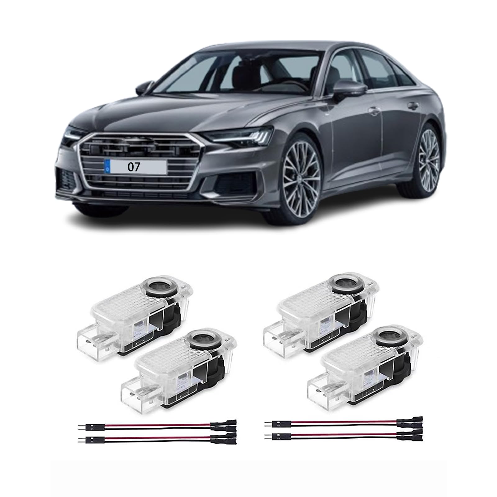 Compatibile con Luci Proiettore Porta,Per A1/A3/A4/A5/A6/A7/A8/Q2/Q3/Q5/Q7/Q8/TT/R8,illuminazione Sottoscocca Auto, Luce LED di benvenuto Proiettore Logo (4 Pezzi)