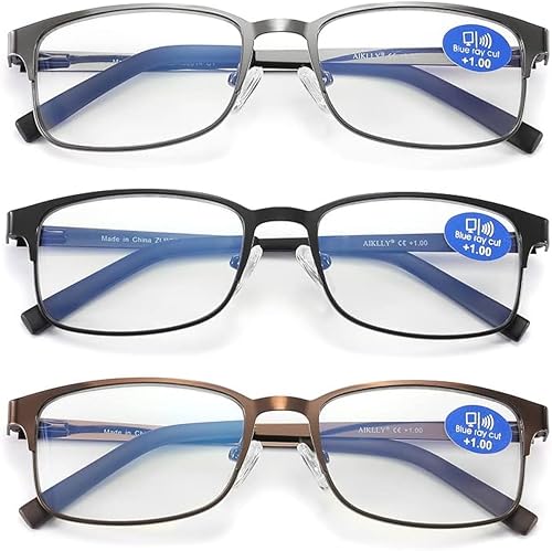 Gafas de lectura para hombre, paquete de 3 unidades con bloqueo de luz azul para hombre