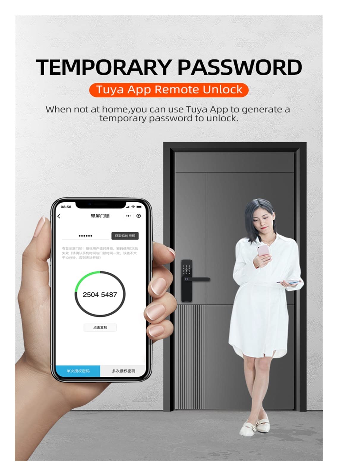 Serratura Smart, Tuya Bluethooth biometrico Impronte digitali Serratura Elettronica RFID Card sblocco remoto Smart Door Lock,Smart Lock Facile da Installare(190 5050,Red Bronze)