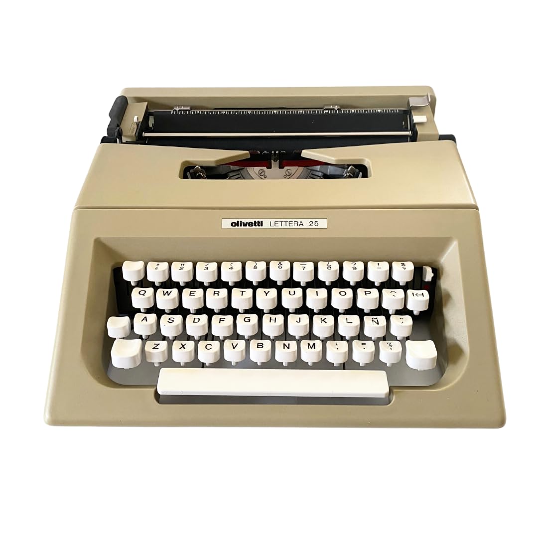 Genérico Máquina de Escribir Vintage Olivetti Lettera 25 - Teclado en Castellano Revisada y Funcional Ideal para Coleccionismo - Totalmente Funcional