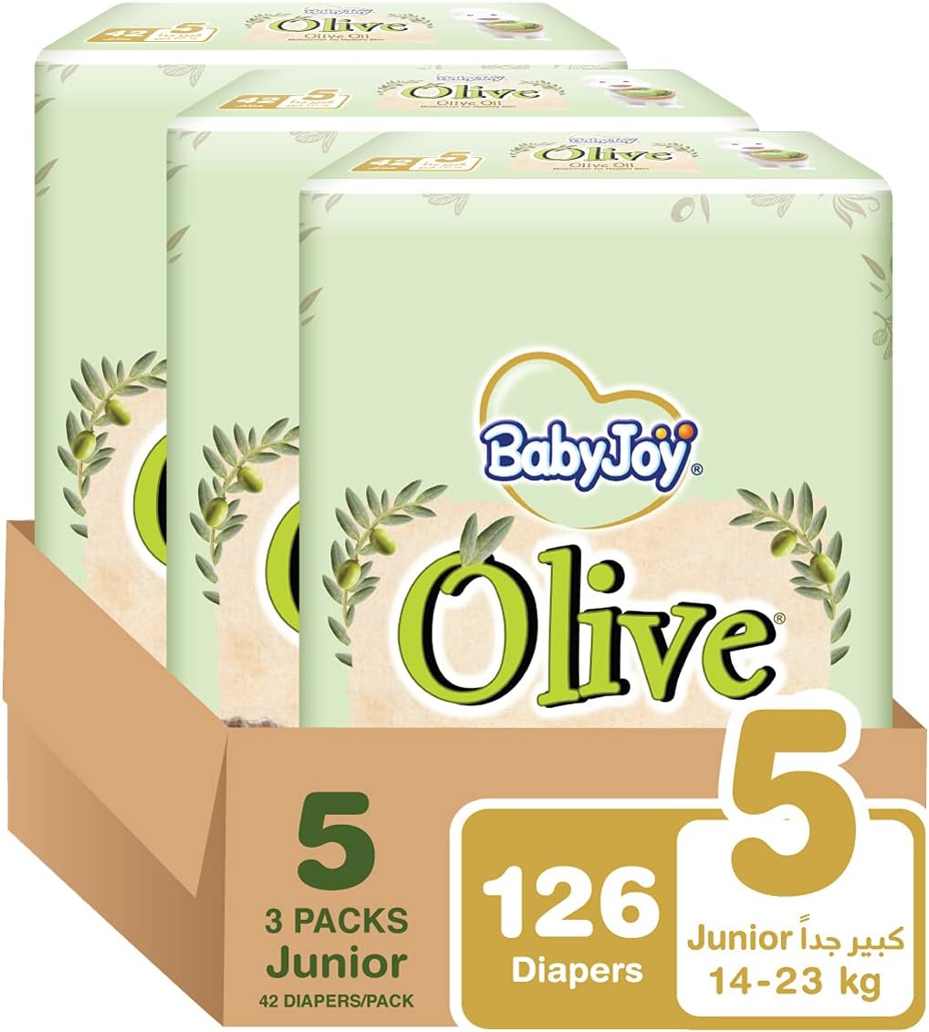 BabyJoy Olive Tape Diaper, Size 5, Junior, 1423 Kg, Mega Box, 126
