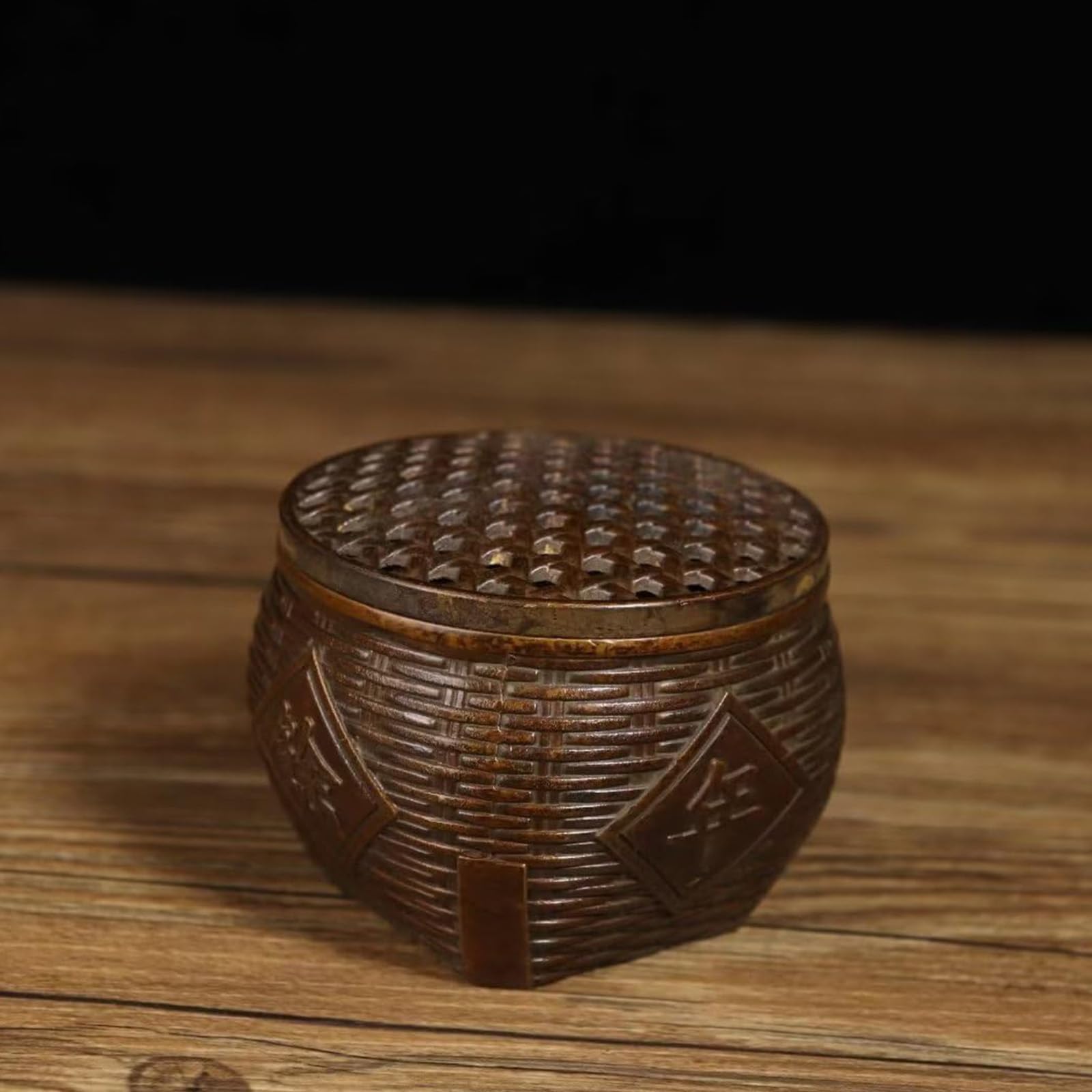 Bruciatore di incenso in rame con coperchio, bruciatore a ciotola, regalo Zen for la casa Stufa for meditazione Ufficio Casa Bruciatore di incenso in stile cinese con coperchio Bruciatore in legno di