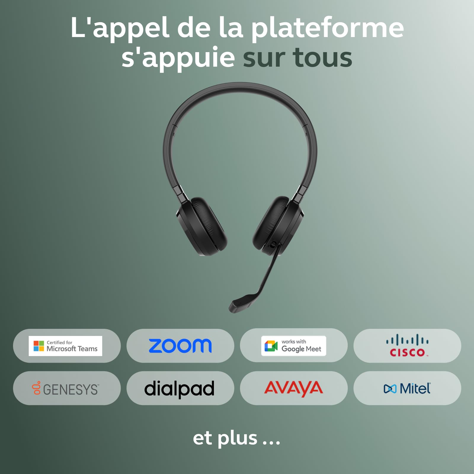 Jabra Evolve 65 TE Casque Stéréo Bluetooth Sans Fil (3e Édition 2025), Micro Antibruit, Connexion Double Appareil, Batterie 16h, Adaptateur USB-A, Certifié MS Teams, Compatible Multi-Plateformes, Noir