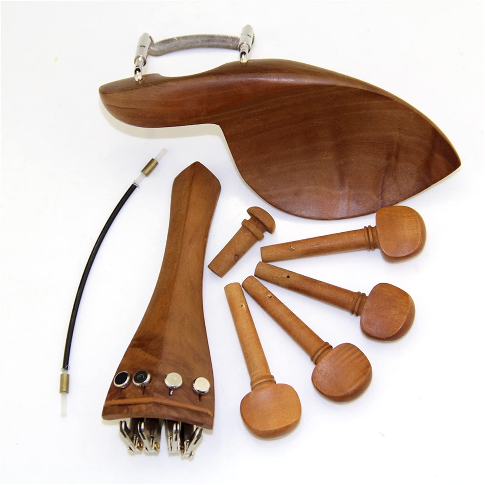 Parti Violino 4/4 Parti di Violino Giuggiola Legno Mentoniera Cordiera Accordatore Fine Tuning Peg Tailgut Endpin Stringhe Kit