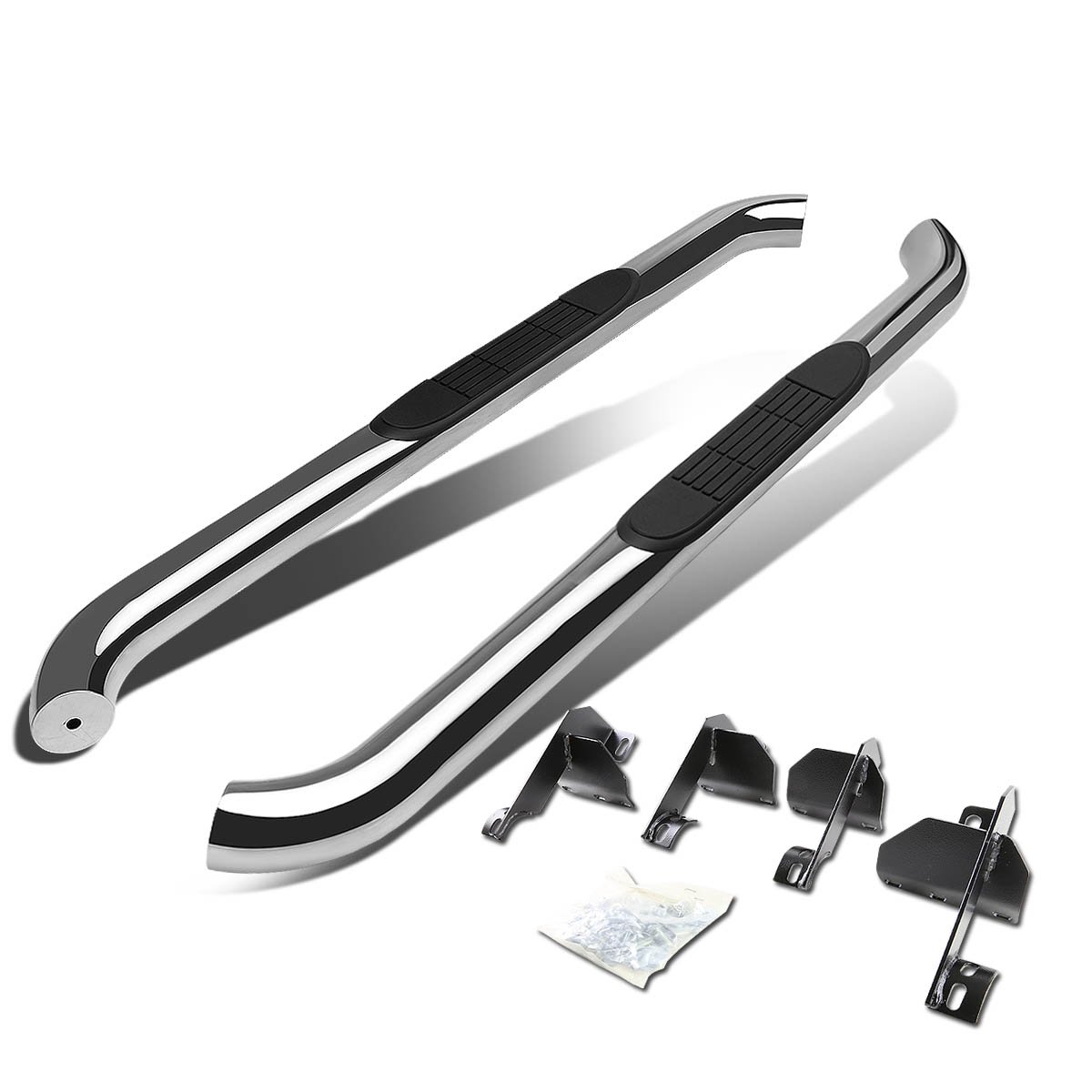 3 Inches Side Step Nerf Bar Running Board Compatible with Jeep Wrangler JK 2-Door 07-18, Stainless Steel, Polished Chrome