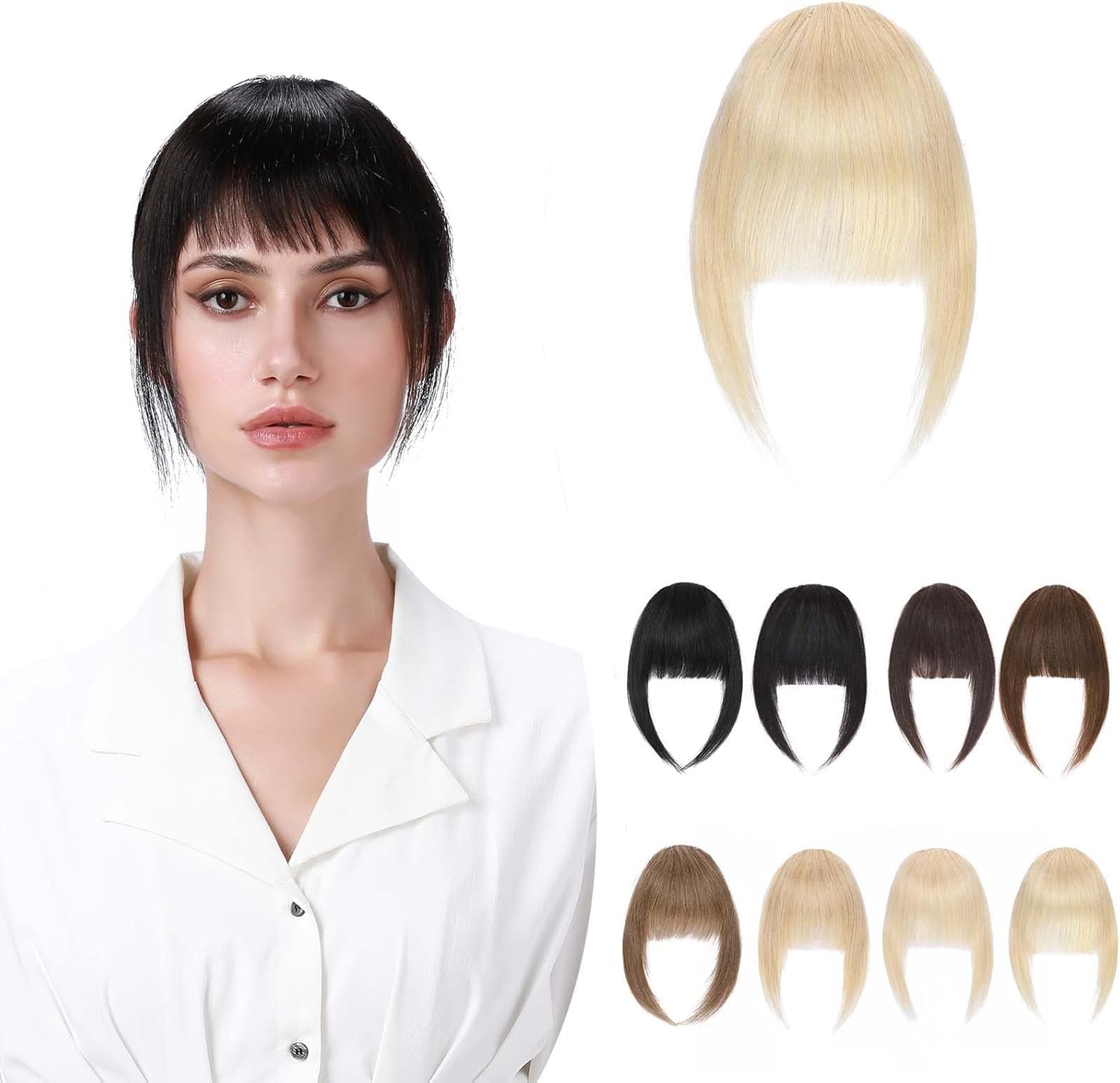 Clip in Fringe Human Hair Front Bangs 100 Real Hair Fringe Extensions