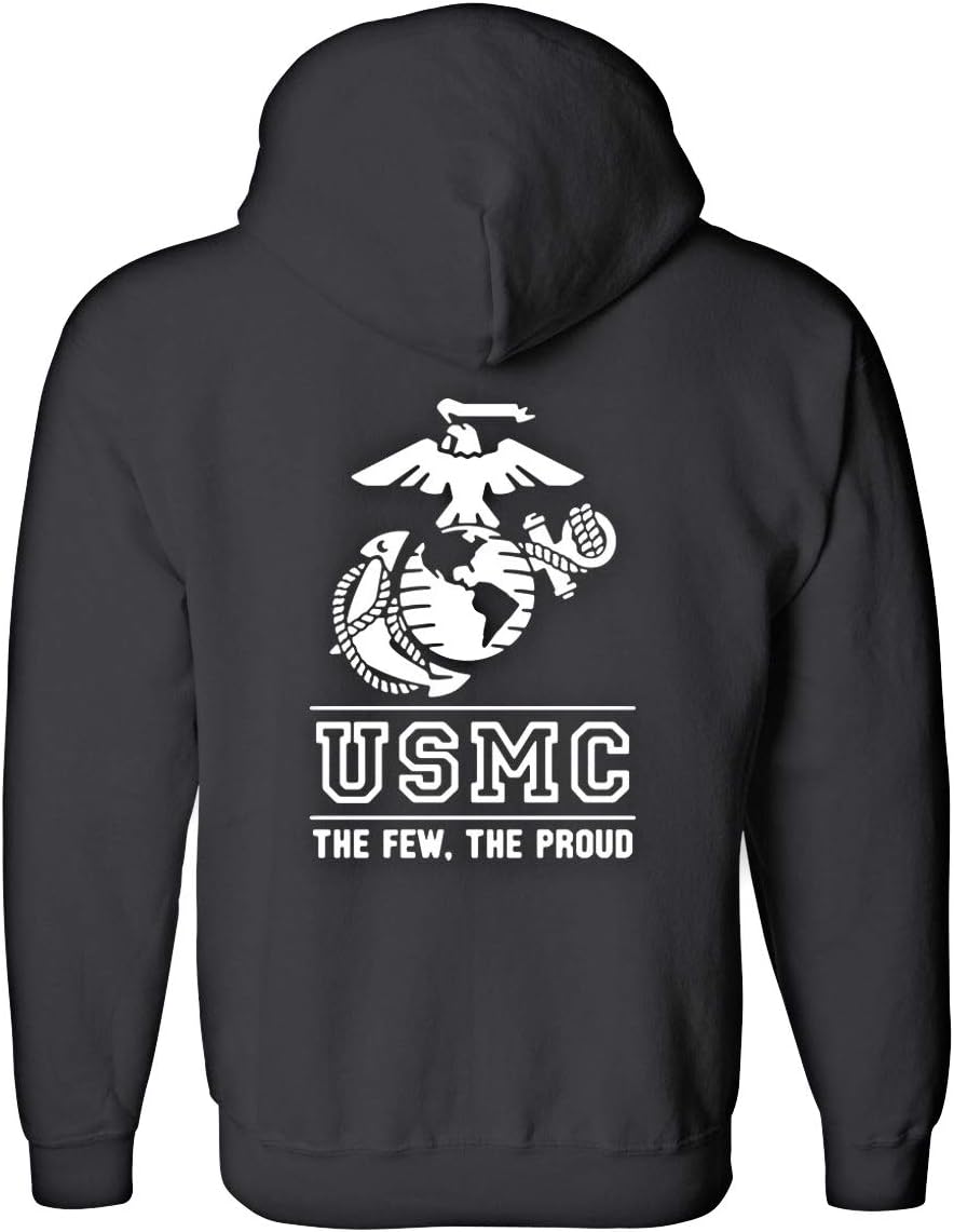Lucky Ride USMC Logo Hooded Sweatshirt (Full Zip) Hoodie The Few The Proud - Image 3