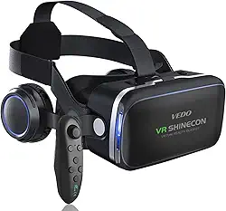 Oculos VR, Fone de Ouvido Virtual Reality 3D, Capacetes de Cabeça para TV, Filmes e Jogos de Vídeo Compatível Com Android, Suporte 4,7-6,53 Polegadas Com Controle Remoto