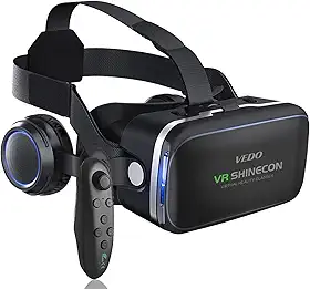 Oculos VR, Fone de Ouvido Virtual Reality 3D, Capacetes de Cabeça para TV, Filmes e Jogos de Vídeo Compatível Com Android, Suporte 4,7-6,53 Polegadas Com Controle Remoto