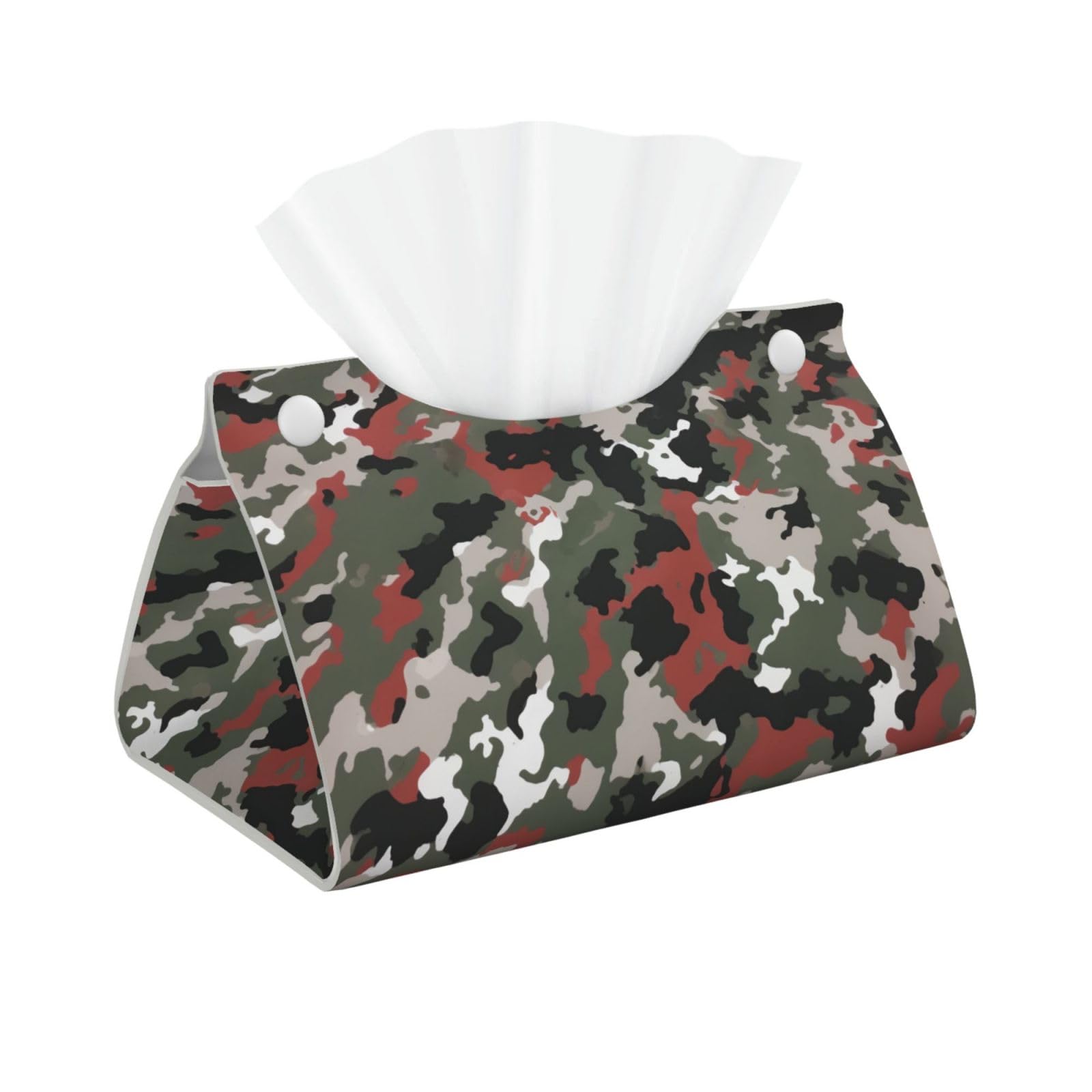 Camouflage Print Tissue Box Cover Foldable Tissue Storage Box Leather Tissue Cube Box Holder for Living Room Bedroom Office Car Home Decor