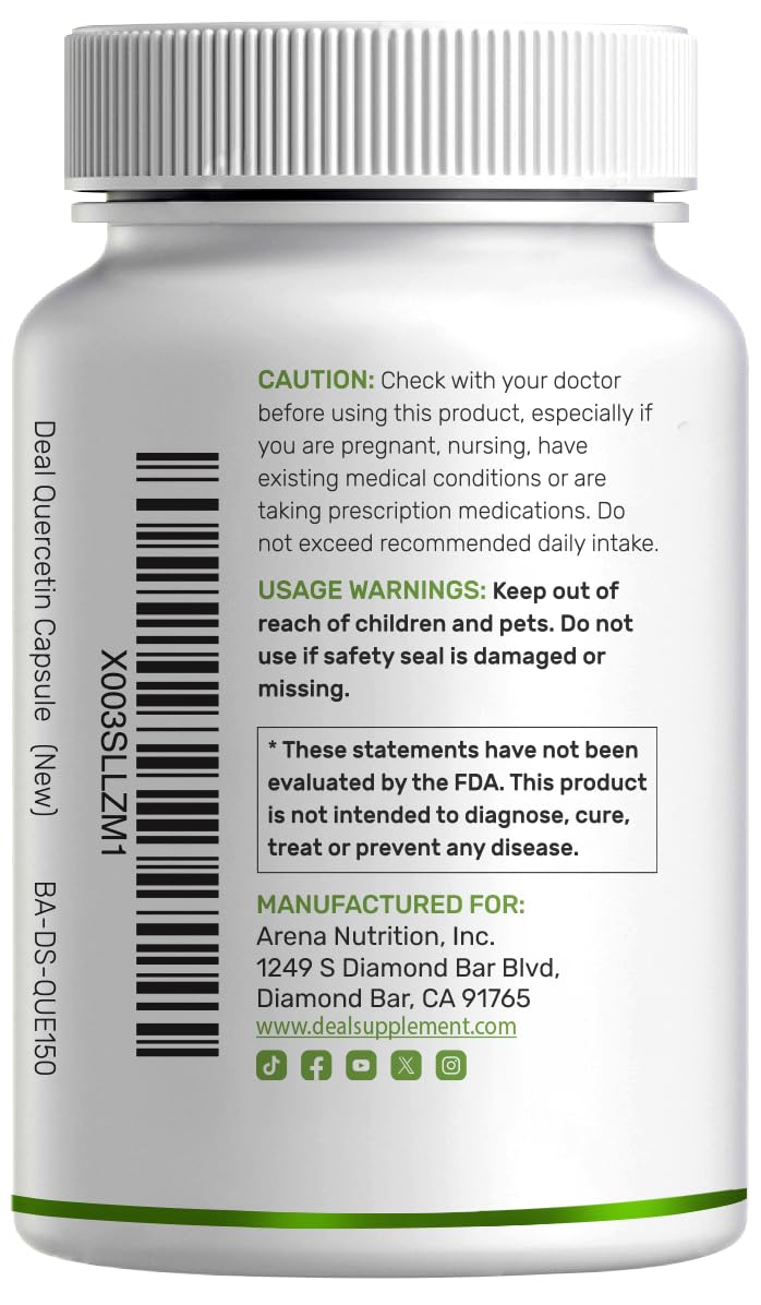 DEAL SUPPLEMENT Quercetin 1,000mg Per Serving, 300 Capsules – Healthy Immune Support Supplements, High Bioavailable Flavonoids, Natural Antioxidant – Non-GMO, Soy Free, No Gluten — Amazon image 8