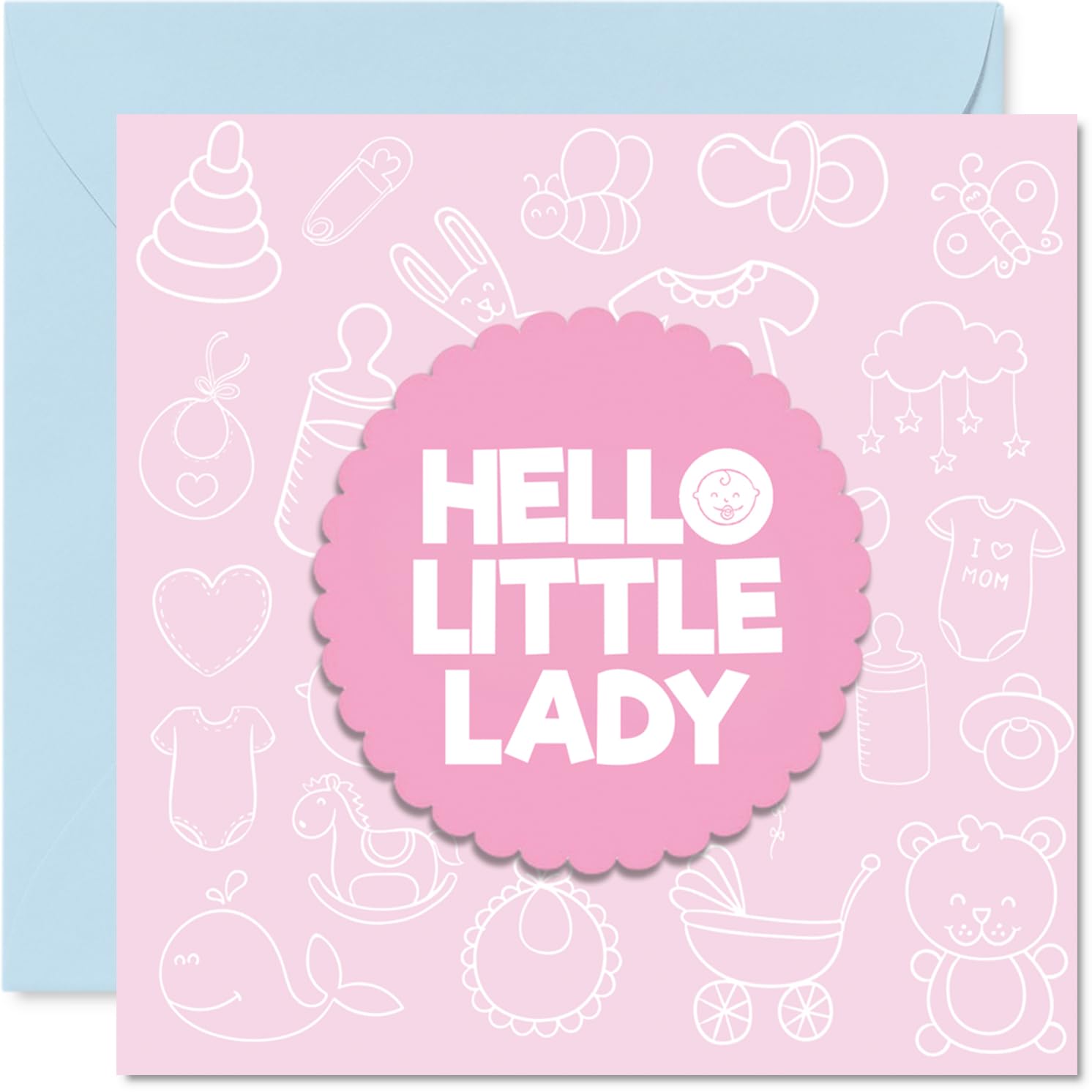 Playful New Baby Card, Hello Little Lady Welcomes a New Girl