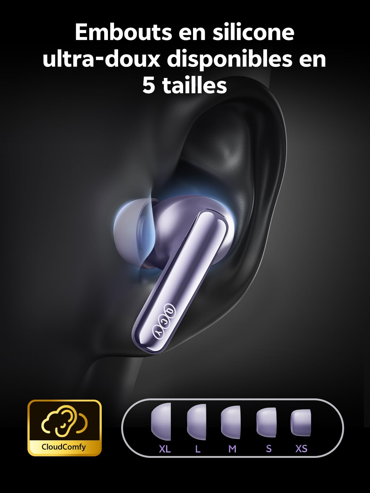QCY MeloBuds N70 Écouteurs Bluetooth avec réduction Hybride adaptative du Bruit de -56 DB,Hi-Res Sound LDAC,6 micros AI pour des appels clairs,50H de Lecture, Recharge sans Fil,IPX5, Bluetooth 6.0