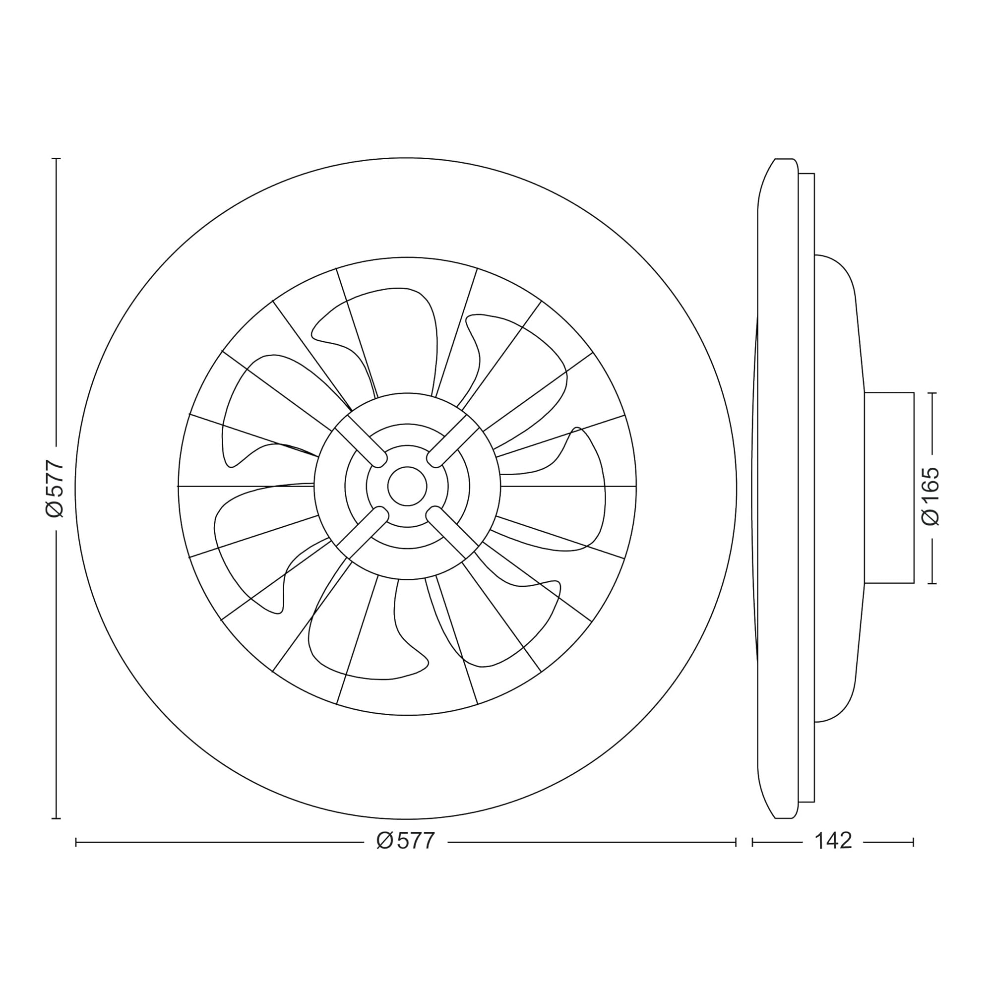 Amigo Fan Light Flat LED 25W+60W Remote Control round - sparkle