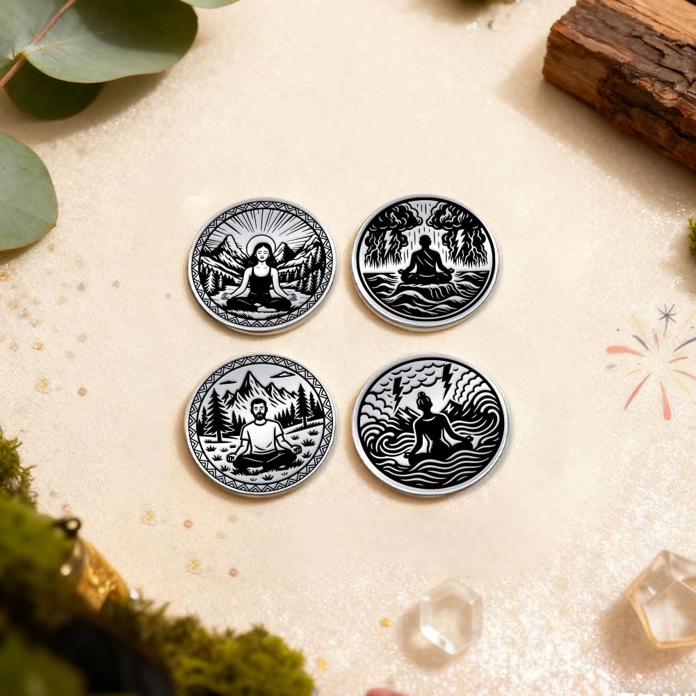 UNICRAFTALE 2Pcs 2 Styles Meditation Sitting Sobriety Coin Stainless Steel Recovery Medallions Serenity Peace within The Storm Sober Chip In Recovery Alcoholics Anonymous Gifts for Man Women - Image 2