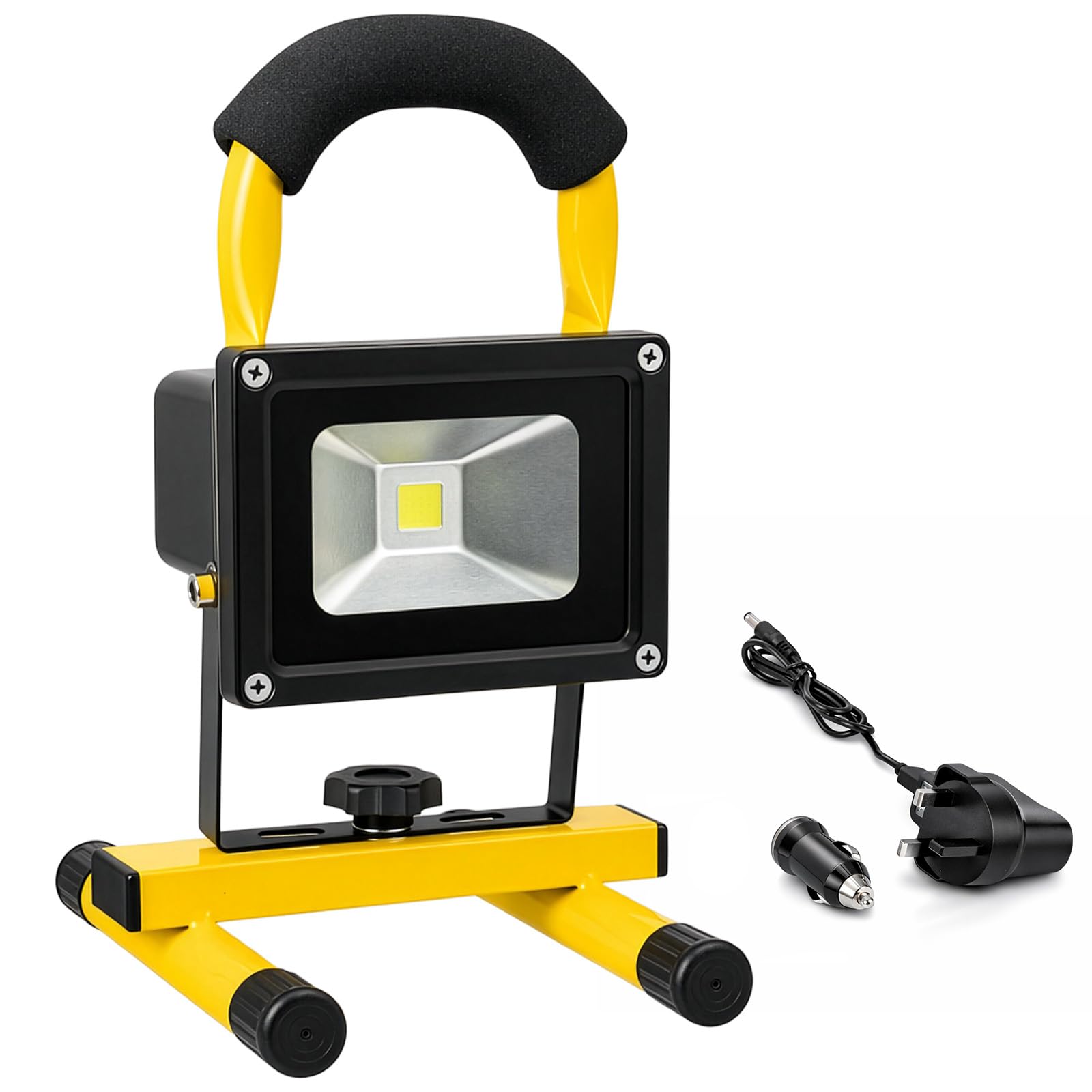 Evergoods 10W Led Rechargeable Work Light 3000Lm Ultra Bright Portable Led Flood Light, Ip65 Waterproof Outdoor Light Portable Rechargeable Floodlight With Rotating Stand For Garage