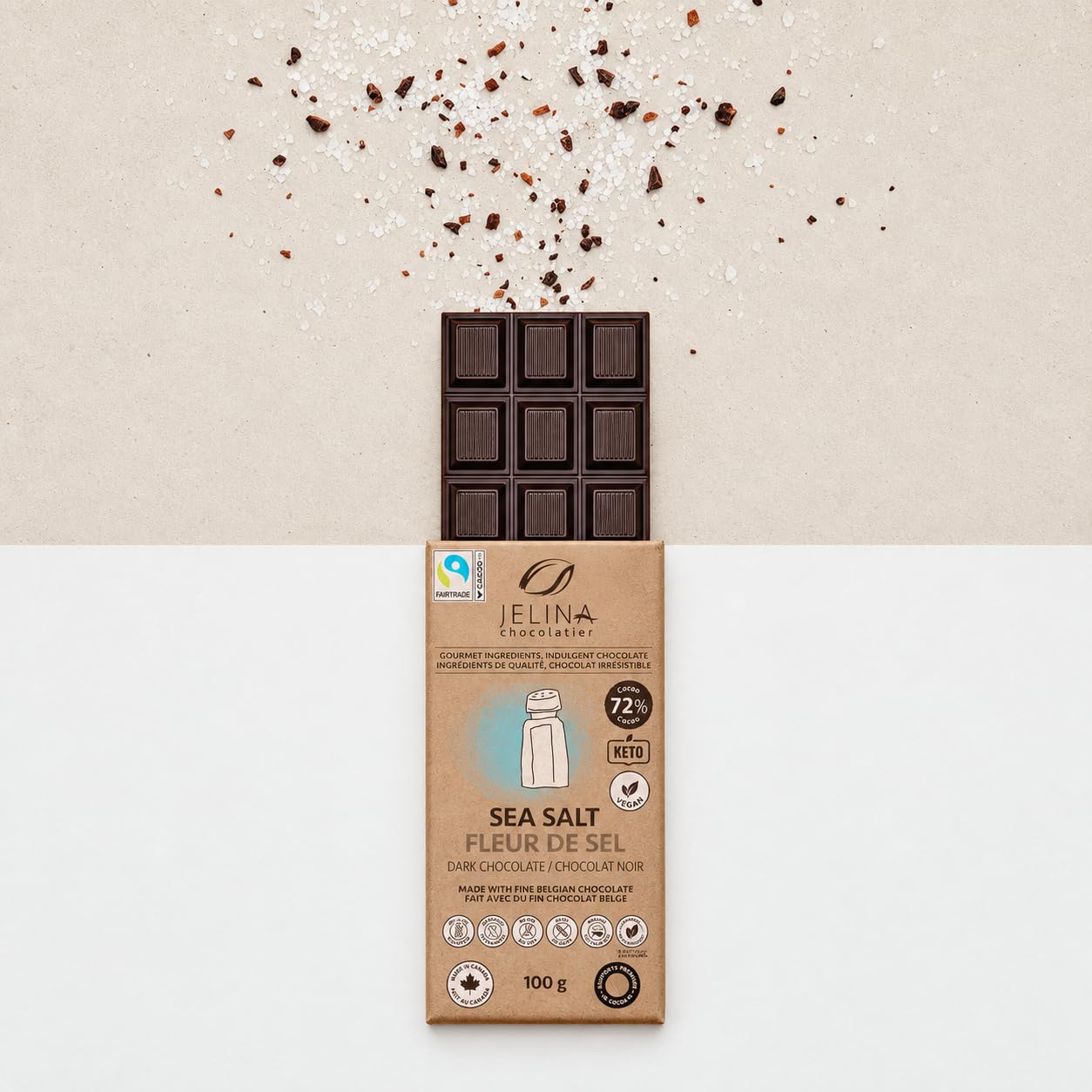 Amazon.com : Jelina Chocolatier Belgian Dark Chocolate Sea Salt