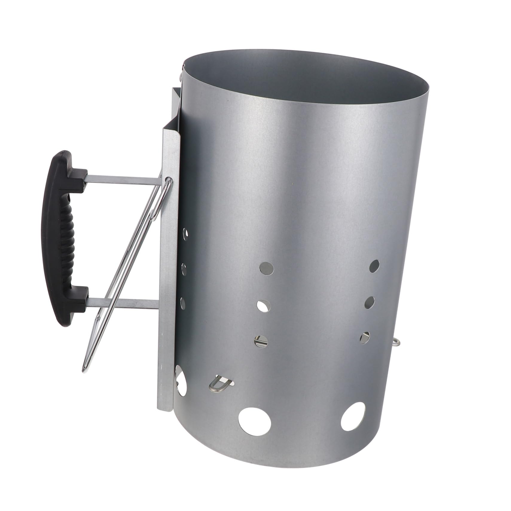 Accenditore per Carbone Barbecue Zincato Manico Nylon, Strumento per Grigliare e Avviamento Rapido, per Cucina all’Aperto, Campeggio e Giardino, Base Ampia Prese D’Aria