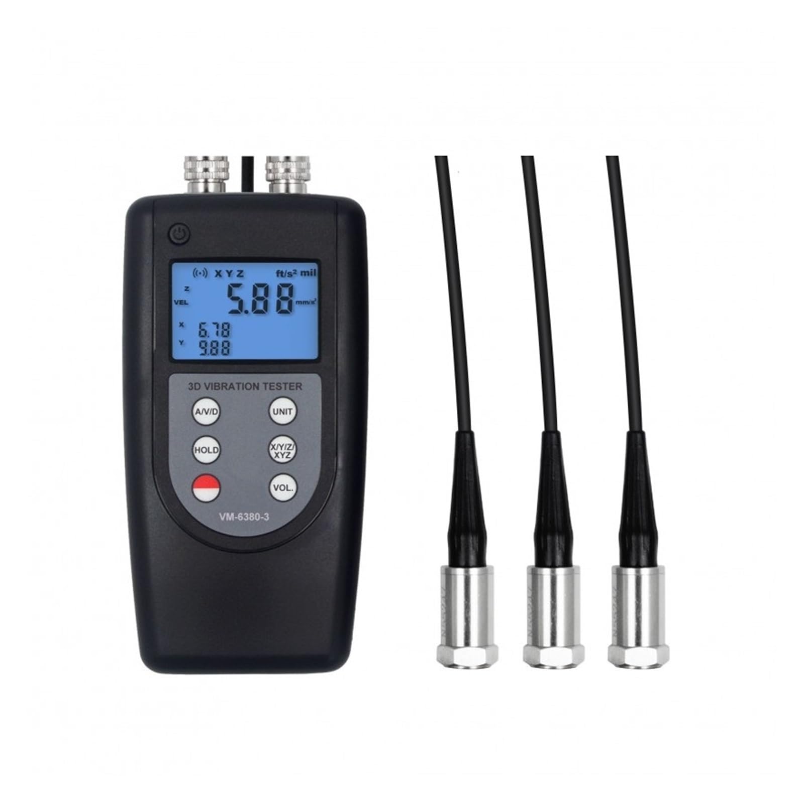 Gqnblvhzupdm One Color Vibration Tester Vibration Meter Vm-6380-3 Analyzer Three-Channel Acceleration, Velocity, Displacement Motion Machine