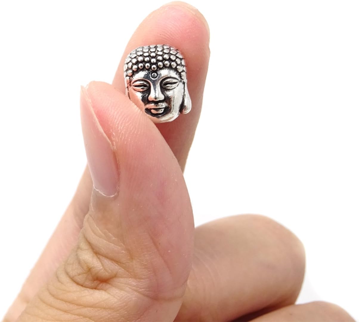 Honbay Double Sided Buddha Head Small Spiritual Metal Beads for DIY Crafts or Jewelry Making (Silver 30PCS) - Image 3