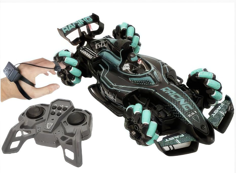 4WD RC Racing Drift Stunt Car with Induction Watch Gesture Controller, Cool Spray with LED Lights, 360ยฐ Rotation Spinning, Engine Sounds, 2.4GHz 50m Range, Car Battery Included.gift for boys and girl