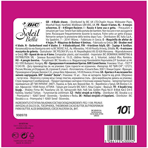 BIC Soleil Bella Rasierer Damen, Rasier Set mit 10 Einwegrasierer in 4 Farben, mit Kokosmilch für eine sanfte Rasur - Image 3