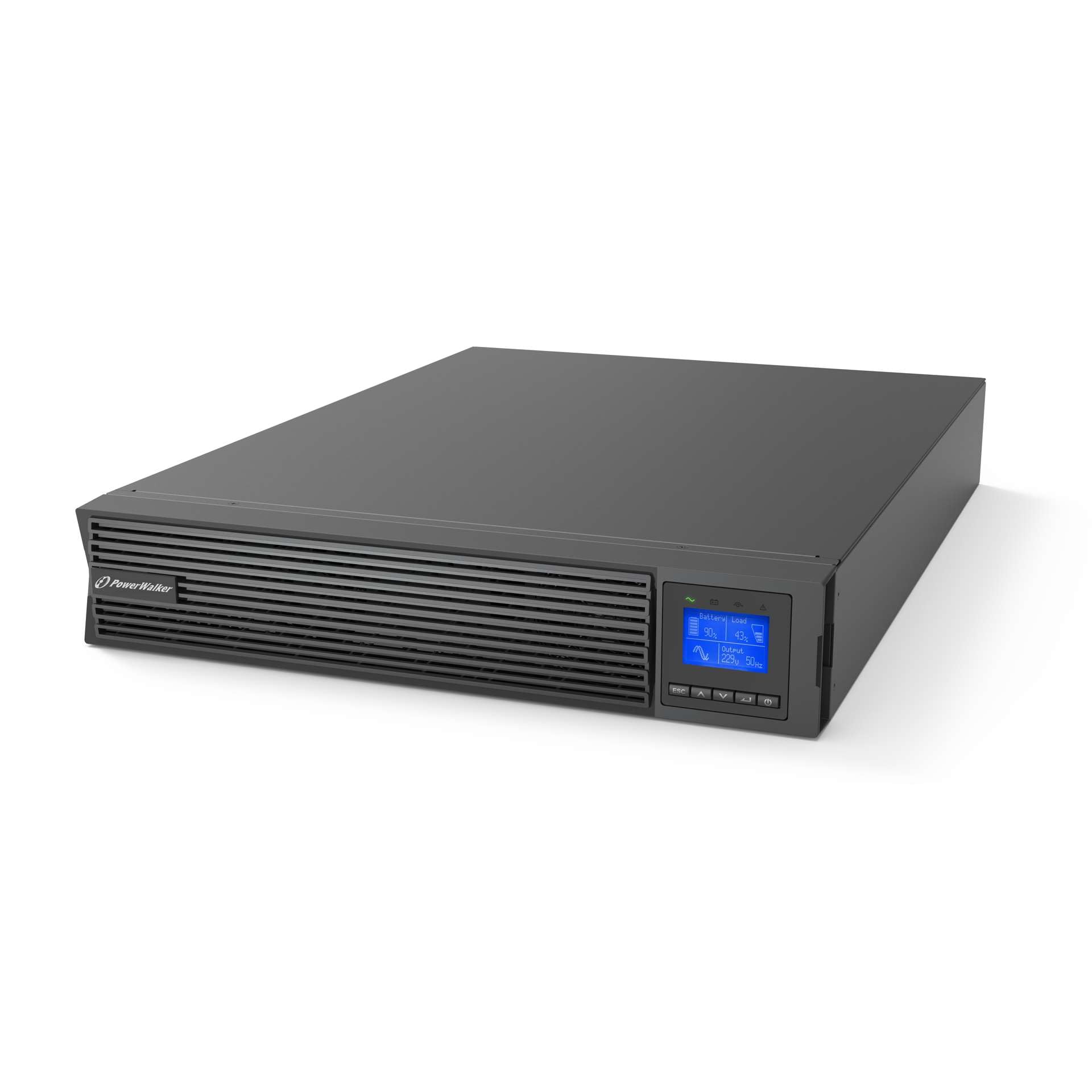 PowerWalker Gruppo di continuità VFI 3000 ICR IoT 3000w montaggio su rack (8 uscite IEC, fattore di potenza 1, batterie hot-swap, OBM)