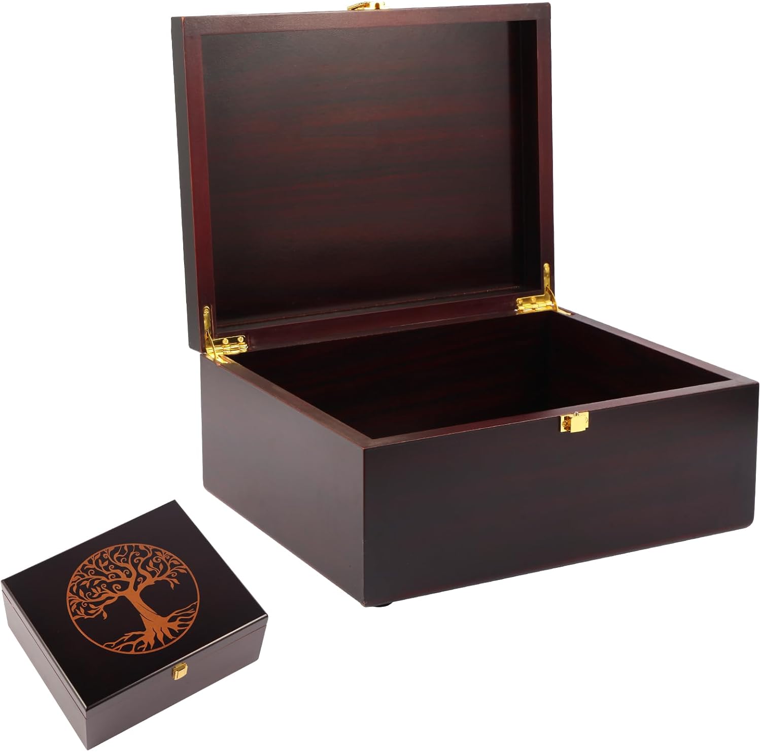 Youdear Memorials Tree of Life Wooden keepsake Box - Wooden Decorative Boxes with Lids/Keepsake Boxes with Lids - Wood Decorative Storage Boxes with Lids - Memorial Box (Tree of Life Black, Large)