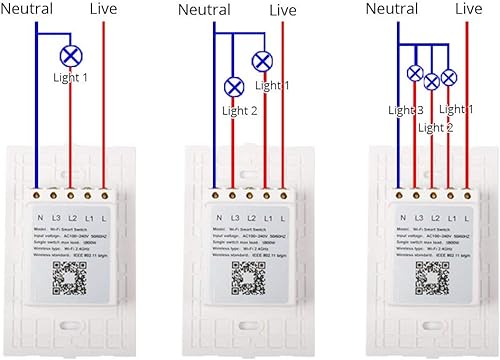 Miniatura 8 de Interruptor de luz táctil WiFi de pared con panel de control de cristal, con la aplicación móvil en cualquier lugar compatible con Alexa, Google
