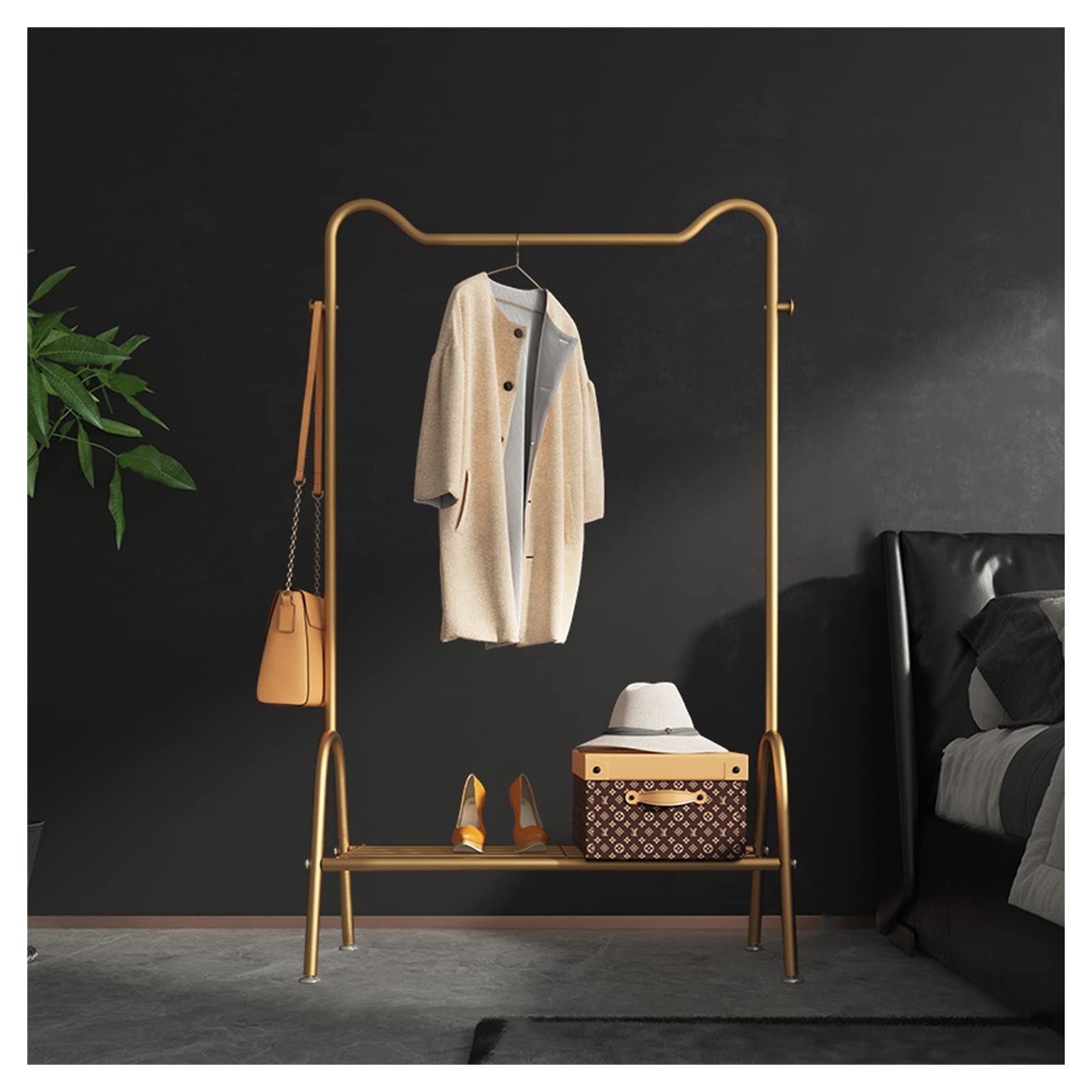Porte-vêtements à poteau unique idéal pour organiser l'entrée de la maison ou un magasin