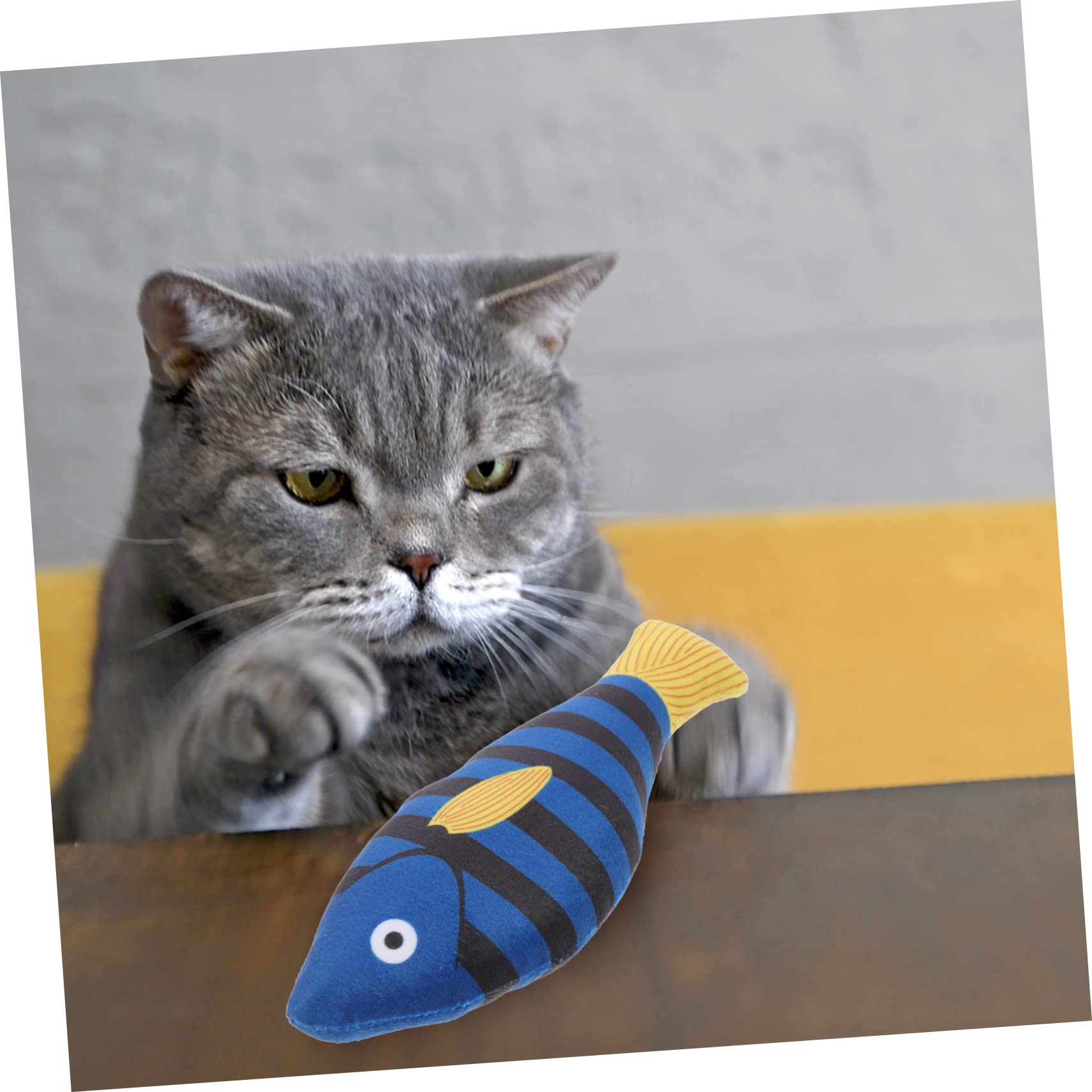 ifundom Jouet en Peluche de Poisson pour Chats D'intérieur Herbe à Chat Naturelle, Jouet à Mâcher pour Chatons pour Stimuler et Divertir