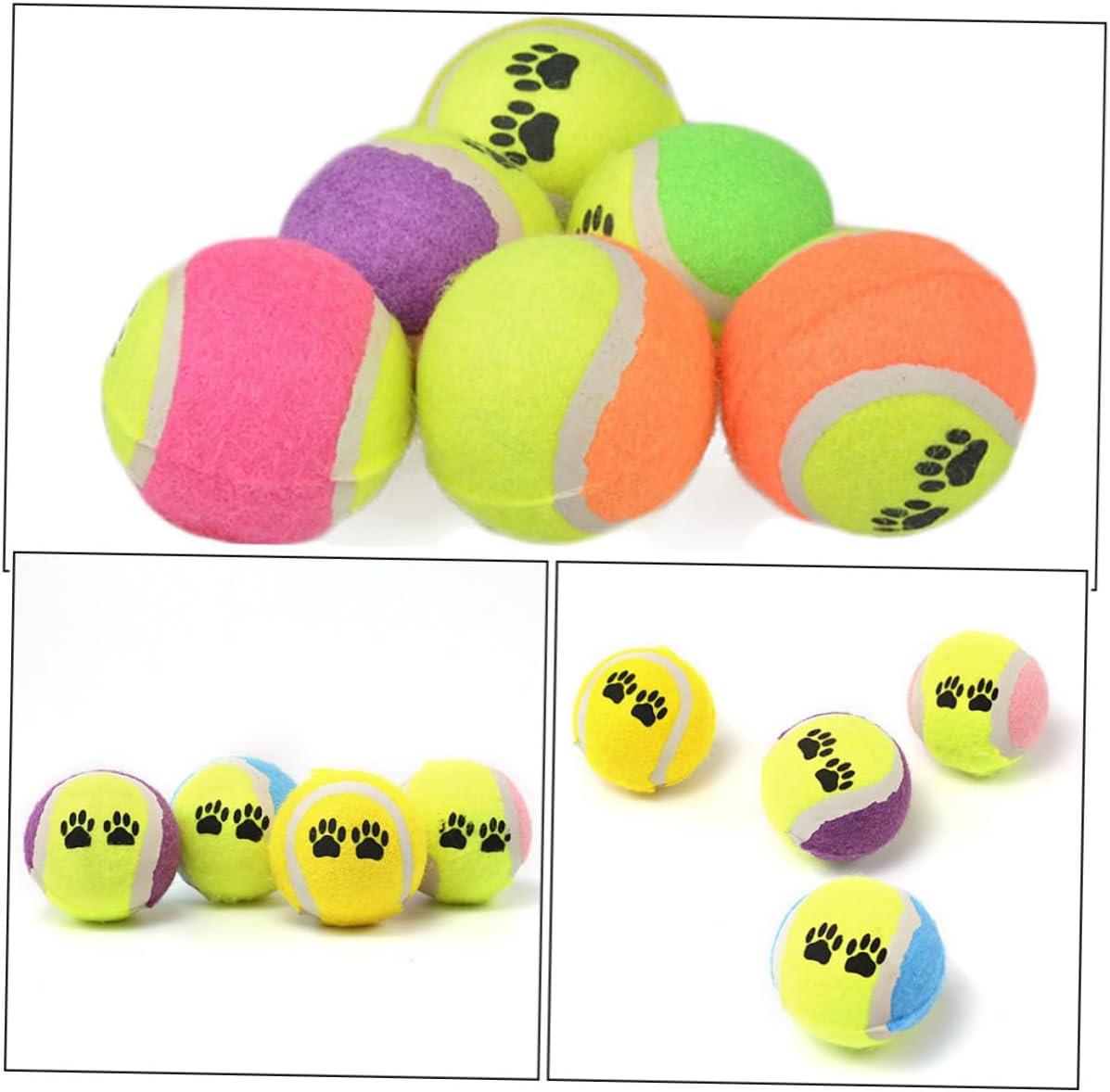 HOMSFOU 16pcs Dog Tennis Balls Plush Puppy Throwing Rubber Interactive Balls for Small Dogs Training and Exercise Random Color