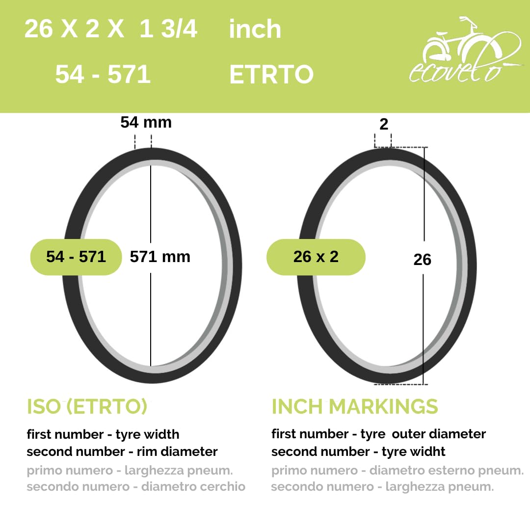 2 Pneus Vélo Deestone 26 X 2 X 1 3/4 - Noirs - Pour Chariot, City Bike, Van