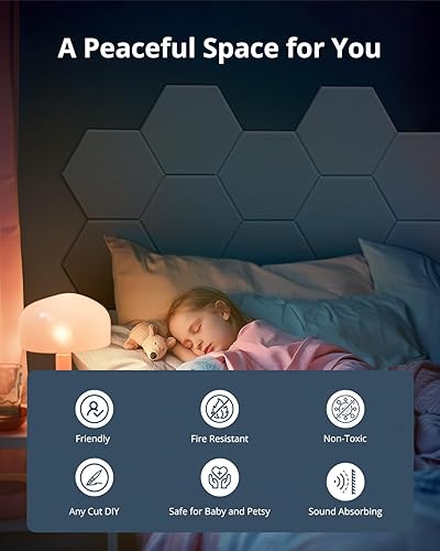 Miniatura 3 de Paquete de 12 paneles acústicos absorbentes de sonido, paneles autoadhesivos a prueba de sonido, paneles hexagonales de amortiguación de sonido de