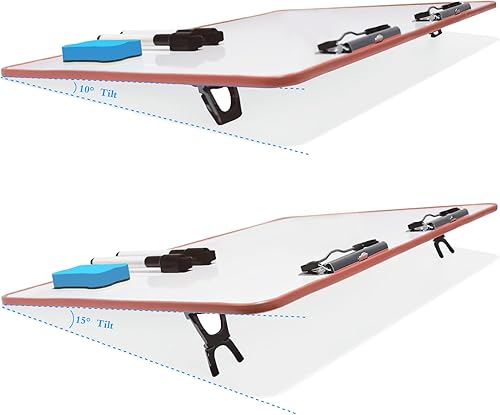 Miniatura 7 de Pizarra inclinada para escribir 18 x 12 pulgadas, pizarra blanca de borrado en seco, superficie de trabajo ajustable de 10-15 para escritura y