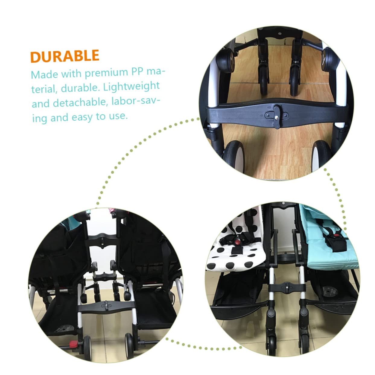 Connecteur pour Poussette Double Réglable Noir 3 Pièces PP