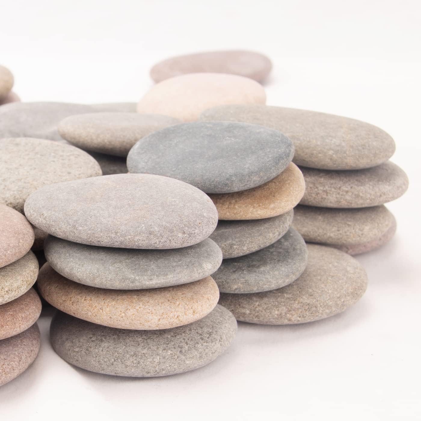 Photo 1 of [About 97 PCS - 102 PCS](18.2 Pounds) Painting Rocks,2.26"-3.49" River Rocks,Flat Stones,Craft Rocks,DIY Rocks