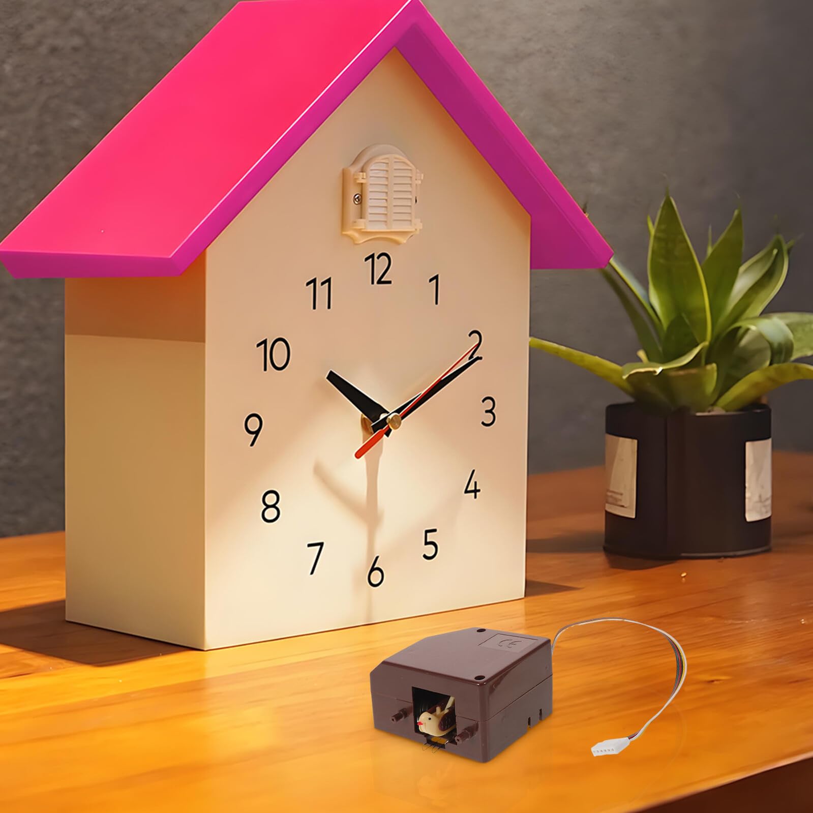 Angoily Mouvement d'Horloge à Coucou Quartz Musique et Mécanisme Rotatif Pièce de Remplacement DIY Précise pour Horloge Murale Rétro Contrôle Lumineux et Sonnerie Réglable Compatible
