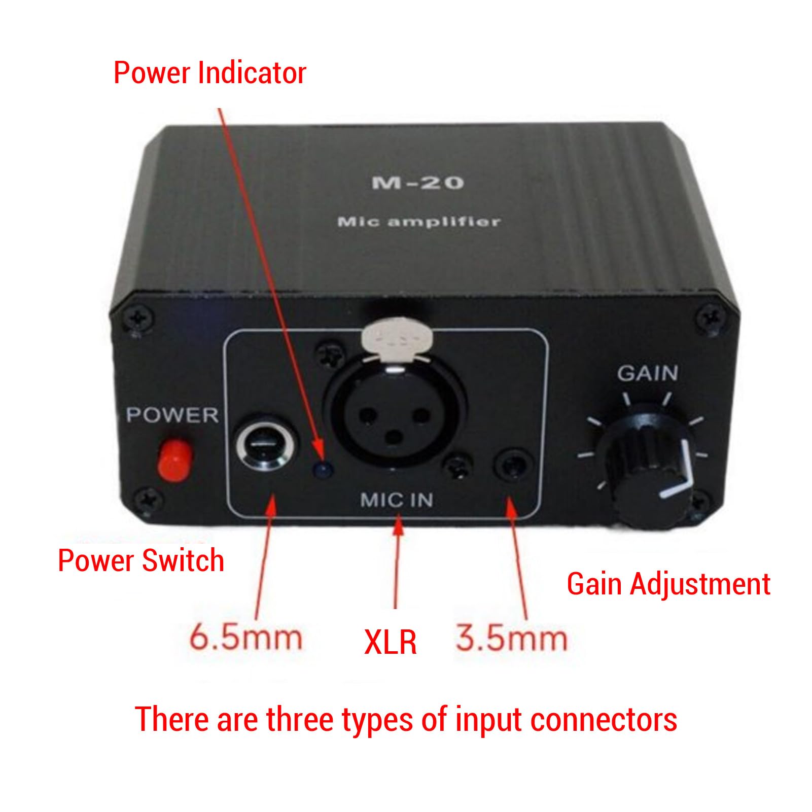 Preamplificador de micrófono HaloVerde XLR con potencia de 48 V que ofrece alta ganancia de 27 dB, un preamplificador de micrófono recargable de bajo ruido para micrófonos