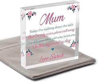 Mother of the Bride Keepsake, Personalised On My Wedding Day Gifts For Mum Mummy Mam Mom, Thank You Mother of the Bride, Mother of the Bride Gifts From Bride Daughter, With Grey Bag